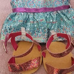 build a bear glitter sandals & dress