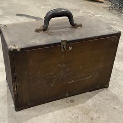 Vintage Wood Machinist Toolbox Felt Lined Drawers