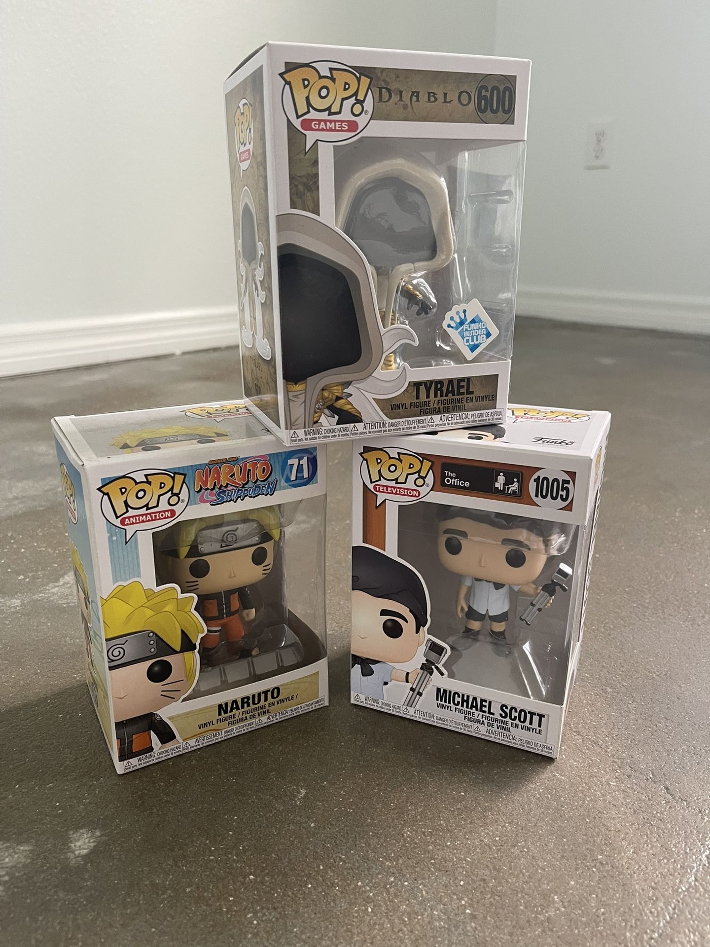 Funko Pop Combo ~Micheal Scott, Naruto, Tyrael~ UNOPENED