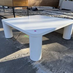West Elm white square coffee table