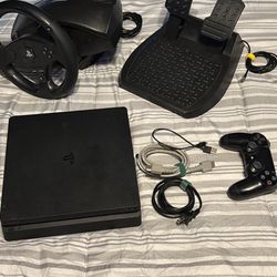 PS4-THRUSTMASTER STEERING WHEEL + PEDALS BUNDLE 220 OBO ALL WORKS PERFECT