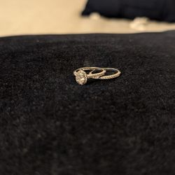 14K white gold diamond Engagement and wedding band