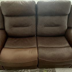 Signature With Ashley Brown Faux Leather Sofa 