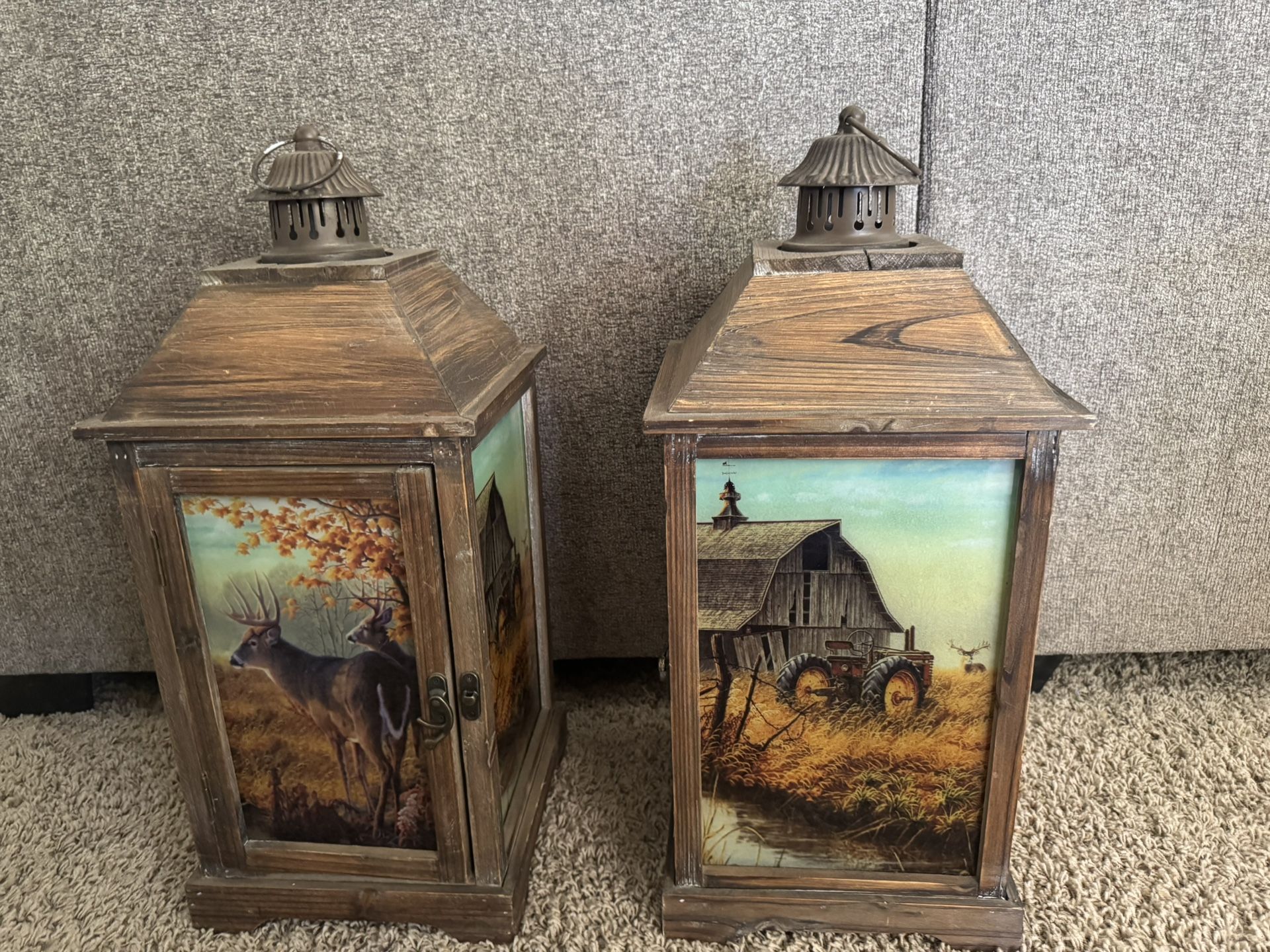 Two Cabin Wood Lanterns