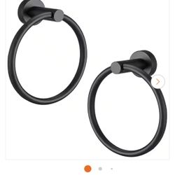 2-Pack Wall-Mounted Towel Ring in Matte Black