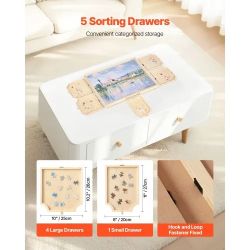 1000 Piece Rotating Puzzle Board with 5 Drawers and Cover, 29x21 in Portable Wooden Table, Jigsaw Puzzle Accessories for Adults, Puzzles Organizer Sto