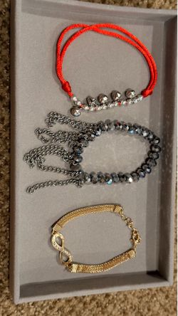 [3 Brand New] Fashionable Women's Bracelet Set - Red Woven, Black , Gold - Brand New Without Tag