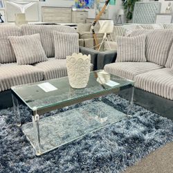 Crazy Deal😱Gorgeous Two Tone Grey Plush Sofa&Loveseat Available Amazing Deal For $999😱