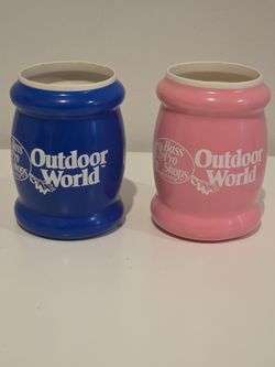 Vintage, Two Pro Shop Outdoor World Koozie. Blue & Pink,Beer Soda Can