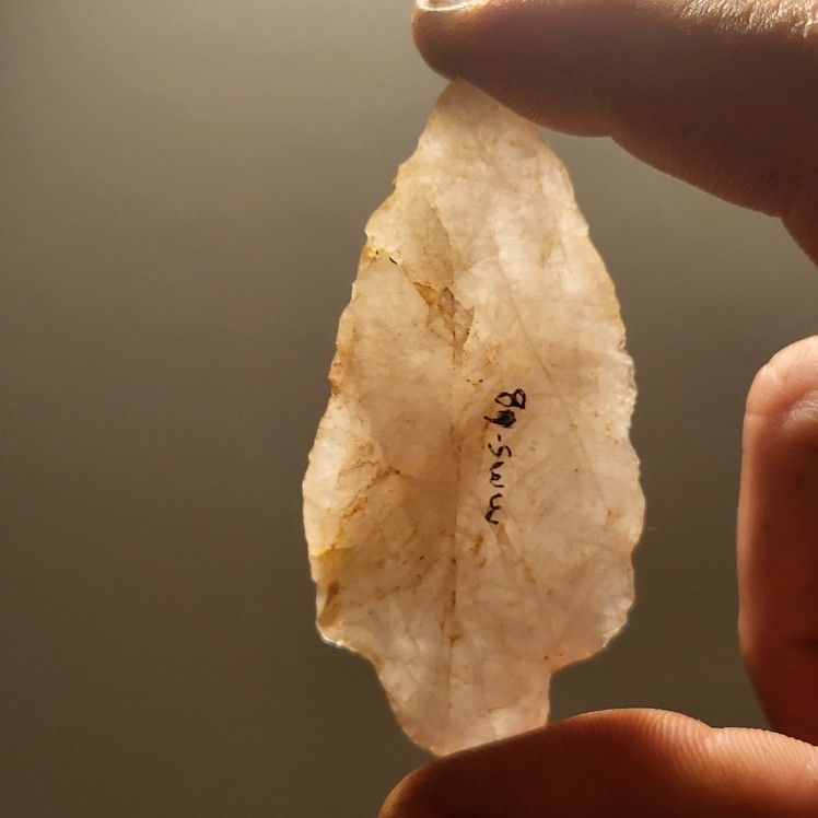 Rare 3" Translucent Quartzsite Late Archaic Arrow Head, 4000 – 1500 yrs BP.