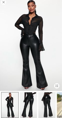 Black Faux Leather Flare Pants