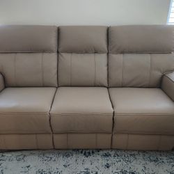 Beige Leather Couch