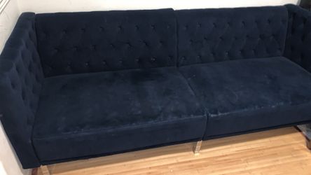 Blue Velvet Sofa Seats 3! 