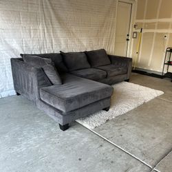 Grey Crate And Barrel 2pc Sectional Sofa (Delivery Available)