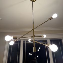 West Elm Modern Brass Sputnik Chandelier / Ceiling Light – 6-Light
