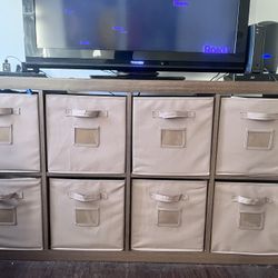 Storage Cabinet / TV Console With Fabric Bins