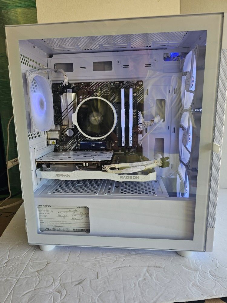 White Gaming PC Ryzen 5 5500 Rx 6600 8gb 
