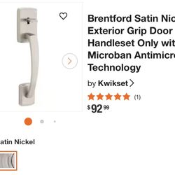 Brentford Satin Nickel Exterior Grip Door Handleset Only with Microban Antimicrobia Technology