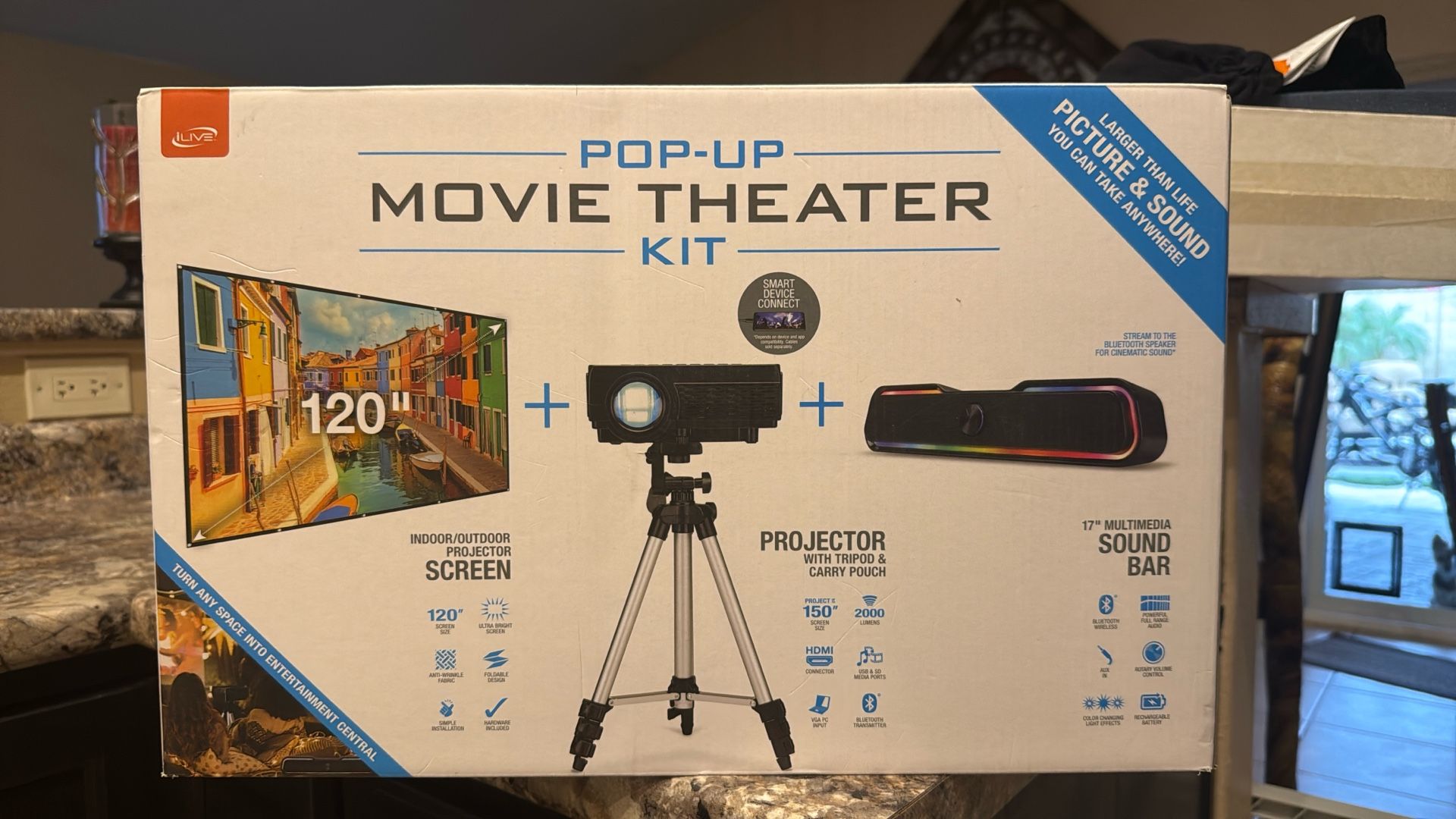 BRAND NEW, NEVER OUT OF BOX: ILive Pop-up Movie Theater Kit