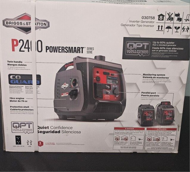 P2400 PowerSmart Series 2400-Watt Recoil Start Gasoline Powered Inverter Generator with OHV Engine featuring CO Guard