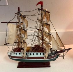 Wooden Ship with Cloth Sails 12” x 12”