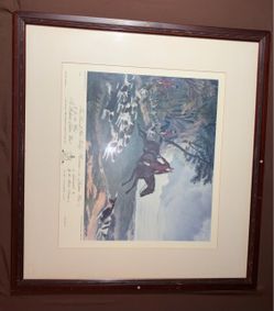 Framed Fox Hunt Print with Wood Frame