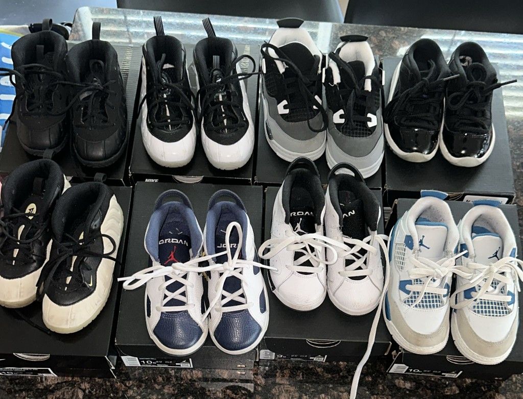 (8) Pairs- Toddler Boy Sneakers Bundle Deal in size 9c & 10c (Jordan & Nike)