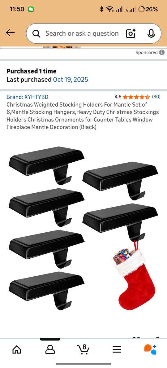 Christmas Weighted Stocking Holders For Mantle Set of 6,Mantle Stocking Hangers,Heavy Duty Christmas Stockings Holders Christmas Ornaments for Counter
