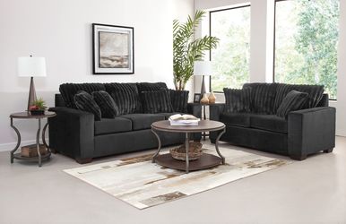 Brand New Implosion Black Corduroy Style Sofa & Love Seat