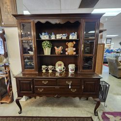 2-Piece Dark Wood Hutch