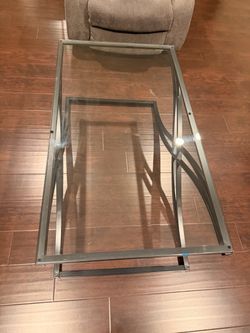 Glass Top Coffee Table with Metal Frame