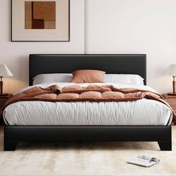King Size Bed Frame with Adjustable Headboard