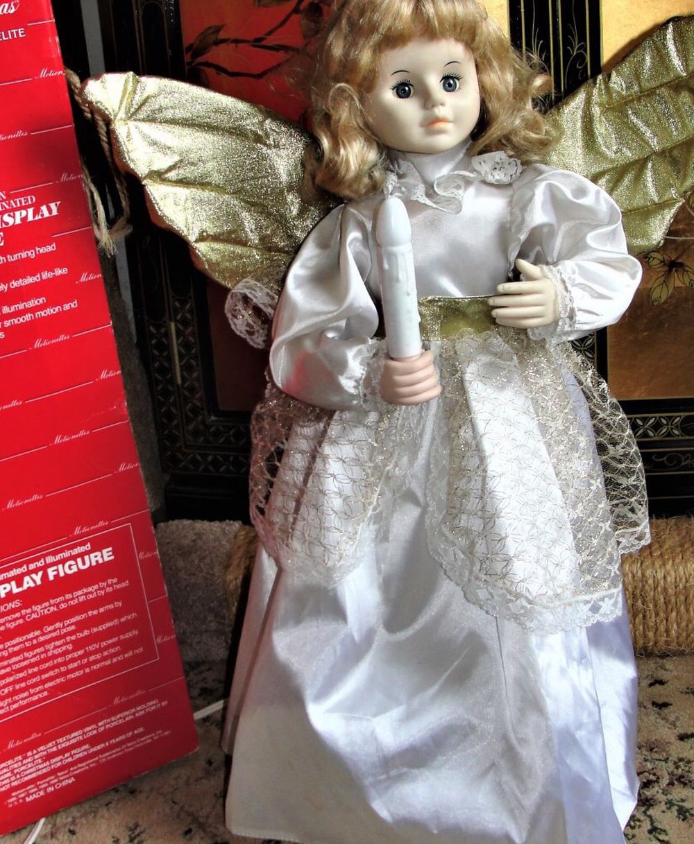 Vintage 1980's Telco Motionettes Animated Illuminated 24" Angel in Original Box Vintage TELCO MOTION-ettes of Christmas 24" Angel with Light Colored H