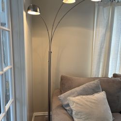 84 Inch Brushed Steel Floor Lamps  With Adjustable Arc