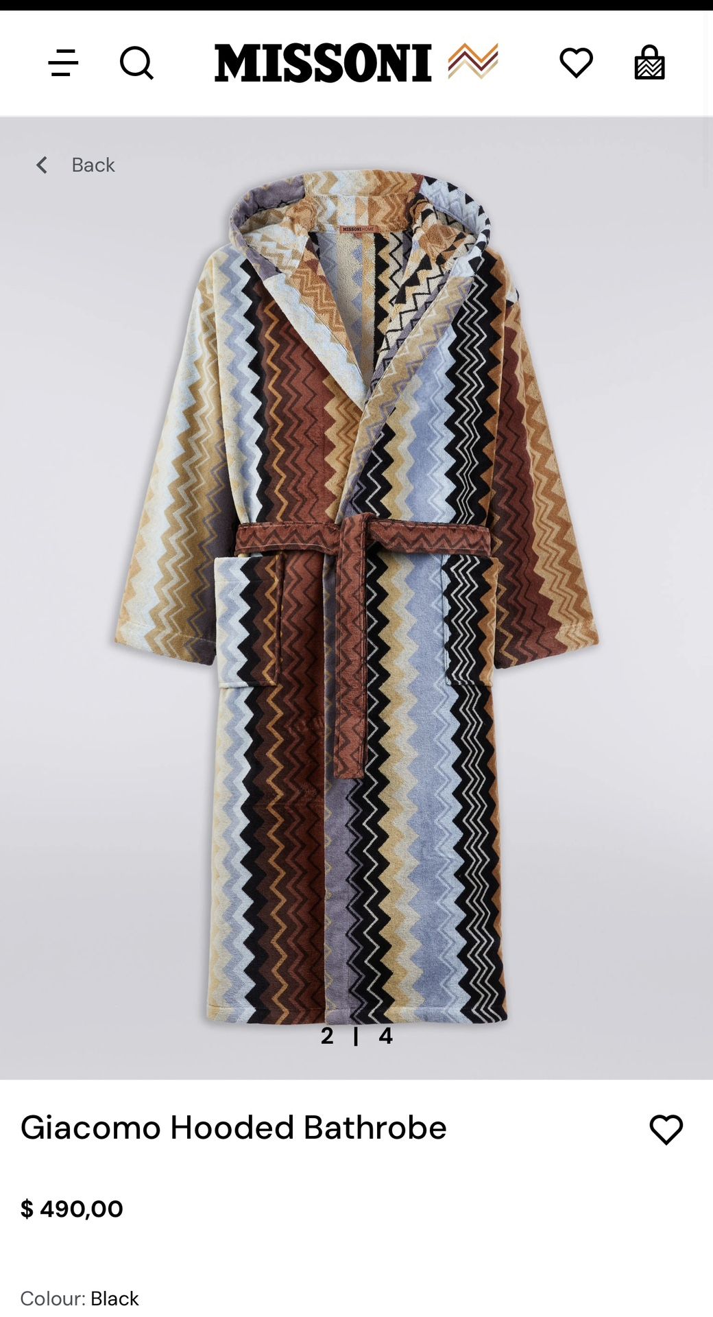 Missoni Giacomo Hooded Bathrobe size M $490 NEW