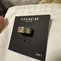 Coach Rainbow/Mutli Color Quilted Signature Enamel Ring NWT!
