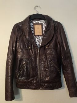 Guess Genuine Leather Moto Jacket (Size Medium)