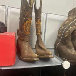 Brown And Orange Boots 