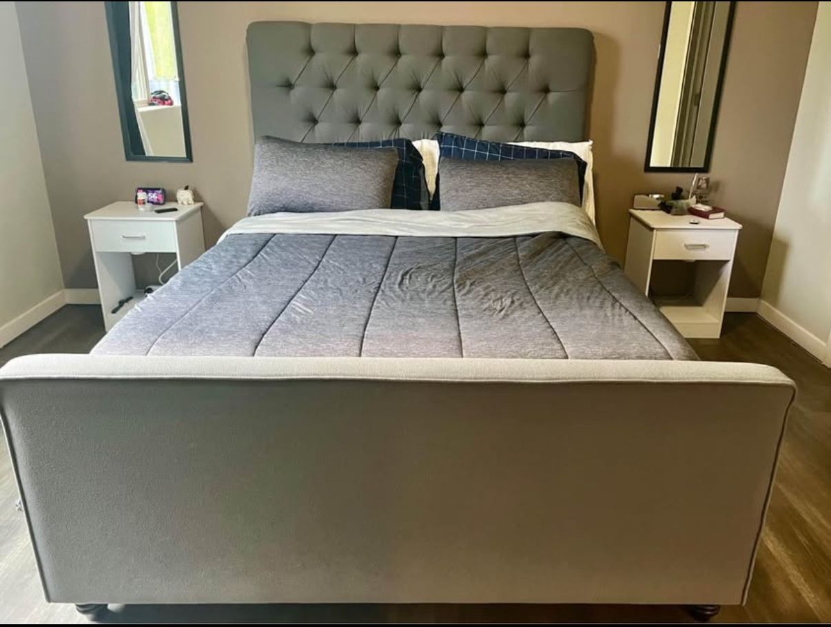 Leighton Queen Upholstered Panel Bed-$125 or best offer!