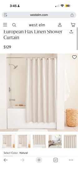 West elm linen shower curtain new