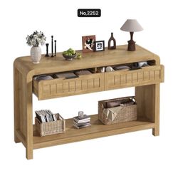 47 Inch Console Table with 2 Drawers, Entryway Table with Storage Shelves, Narrow Sofa Table, Narrow Console Table for Entryway, Living Room, Hallway,