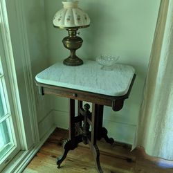  Antique Victorian Parlor Table with Marble Top: