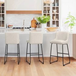 3X Linen 26” fabric barstools