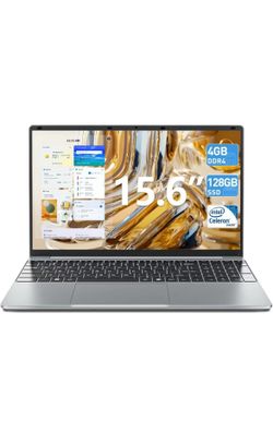 Laptops, 15 Inch Laptop, Laptop Computer with 128GB ROM 4GB RAM, N4000 Processor, 2.4G/5G WiFi, BT5.0, Type C, USB3.2, Webcam, Mini-HDMI, 53200mWh Lon