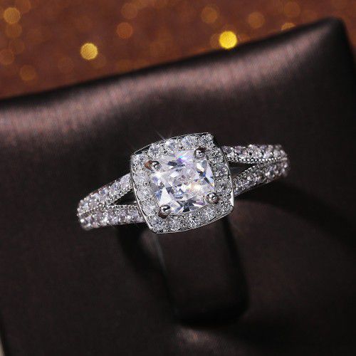 "Luxury Clear Square Gem Zircon Engagement/Wedding Rings for Women, K774
