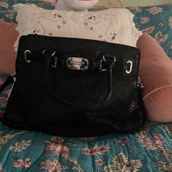 Michael Kors Snake Skin Print Purse In Black And Silver