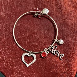 Expressions Love Bangle Bracelet Charms Silver Hearts Beaded Beads Crystals