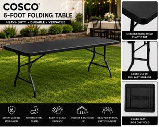 COSCO 6-Foot Folding Banquet Table – Heavy-Duty Blow Mold – Commercial Grade