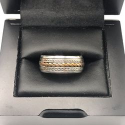 925 Sterling Silver Two Tone Spinner Braided Band Ring Size 11