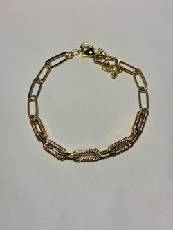 Gold Pave Paperclip Chain Bracelet